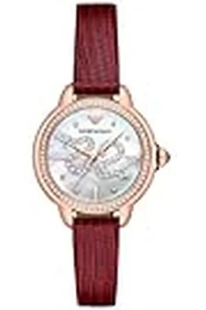 Emporio Armani Horloge Voor Dames, Quartz uurwerk en 36mm kastmaat met roestvrij stalen, lederen of siliconen bandCrimson roodCrimson rood