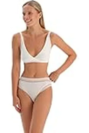 Dagi Off White Fashion Gebreide Niet-Bedrade Regular Micro Modal Dikke Vaste Strap Bralette, Off White, L, , L