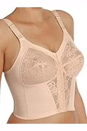 Susa BH zonder beugel Longline BH Classics I Beugelloze beha met vrouwelijke look door kanten inzetstuk I Semi-transparante beha met 3-delig genaaide cups, Shell., 110C