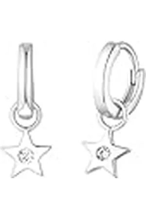 QS by s.Oliver Creoles 925 Sterling zilveren meisjes oorsieraden, met zirkonia synth., 1,8 cm, , Ster, Geleverd in Sieradendoosje, 2035517