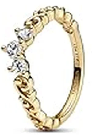PANDORA Königlicher Wirbel Diadem-Ring aus 14 Karat vergoldeter Metalllegierung mit Zirkonia - kombinierbar mit Schmuck Moments Kollektion - Größe: 58