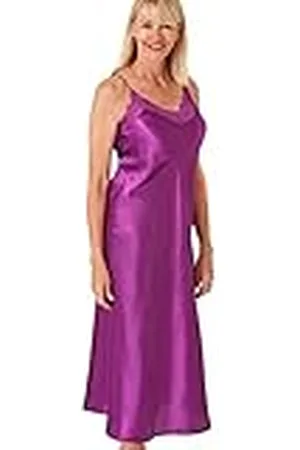 Marlon Womens Juno Strappy Satijn & Bloemen Lace Nachthemd, , 44-46
