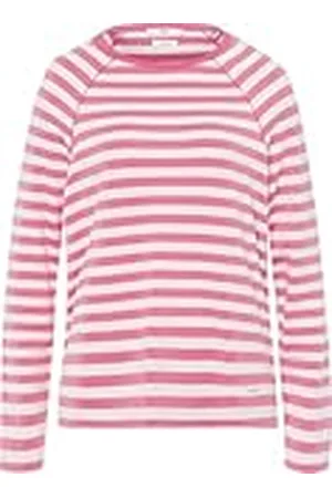 Brax Dames Style Carina gestreept shirt met lange mouwen in thermische kwaliteit sweatshirt, Icd Rose, 36
