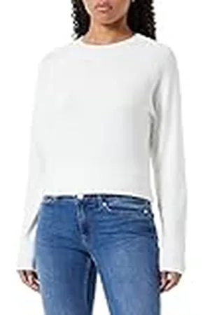 VERO MODA Vmdoffy Ls O-hals Blouse Ga Noos Pullover trui dames,Sneeuwwit/detail: melange,S