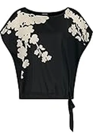 Taifun Dames 371332-16129 T-shirt, zwart patroon, 34, Zwart met patroon, 34