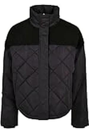Urban classics Dames winterjas geruit gewatteerde jas met opstaande kraag & Sherpa element, oversized snit, gewatteerde bufferjas, maat XS tot 5XL, , 4XL