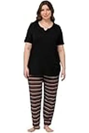 Ulla Popken Dames, grote maten, pyjama, strepen, , 50/52