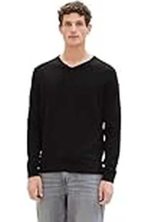 TOM TAILOR Basic pullover voor heren met V-hals van katoen, , L