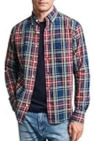 GANT REG Indigo geruit shirt, , 5XL
