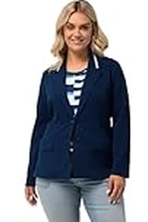 Ulla Popken Dames jersey geribbelde kraag blazer, , 62/64