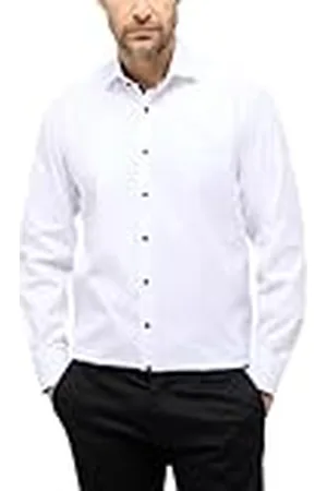 ETERNA Heren Comfort FIT Cover Shirt met lange mouwen Twill White UNI, 17,75, Kleur: , 46 NL