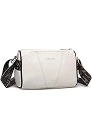 MISS LULÙ Crossbody Bag schoudertas voor dames, met brede riem, echt leer met afneembare schouderriem, voor reizen en winkelen