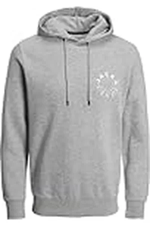 JACK & JONES Jjwarrior Sweat Hood Hoodie voor heren, Licht Grijs Melange/Print: Small, S