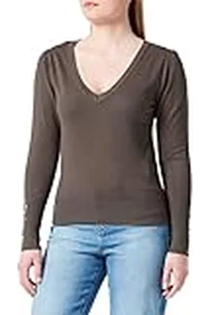 Morgan MGRISA dames pullover lange mouwen met V-hals kaki medium TXS, , XS