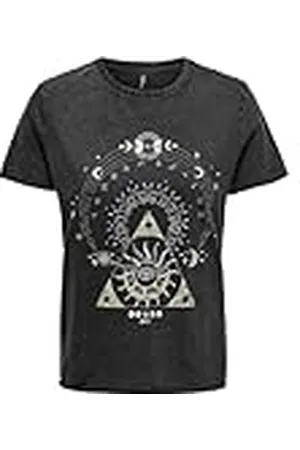 ONLY Dames Bedrukt T-shirt Korte Mouw Rond Hals Top met Print - Bedrukte Korte Mouwen ONLLUCY, Colour: , Size:S