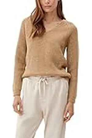 QS by s.Oliver Dames 2121167 Pullover met V-hals, zandkleurig, 38