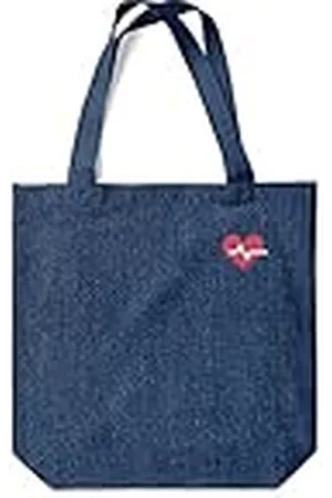 Green Fish Denim-draagtas, bedrukt, boodschappentas, machinewasbaar, opvouwbaar, handtas van jeans met handgrepen, 38 x 42 cm, , Eén maat, modern