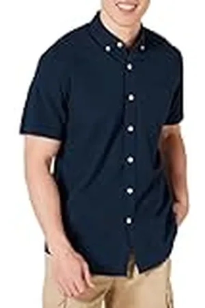 Amazon Regular-fit korte mouw Pocket Oxford Shirt Knop, Navy, M