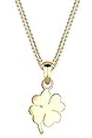 Elli Premium halsketting dames met klavertje geluksbrenger talisman in 585 geelgoud, 45 cm, Facetgeslepen, Geen edelsteen