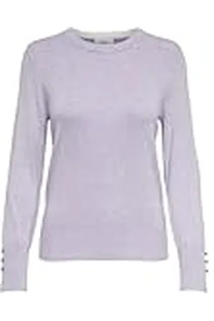 ONLY Dames ONLJULIE Life LS Detail O-hals CC KNT trui, Pastel Lilac/Detail:Melange, L
