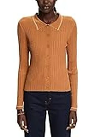 ESPRIT Poloshirt van gebreid materiaal met knopen aan de voorkant, , XS