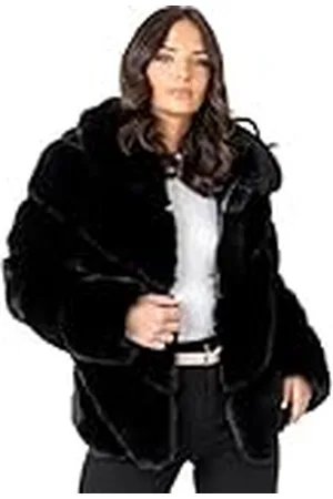 Lovedrobe Dames bontjas dames jas lange mouwen kraag kunstleer zijzakken herfst winter bovenkleding, , 36