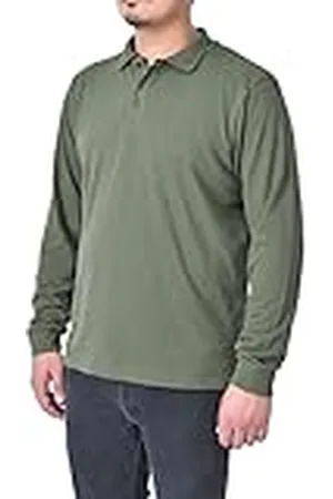 M17 Mannen klassieke effen poloshirt lange mouw katoen Tee Top sport casual werk, , S