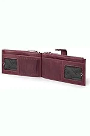 Otto Angelino Echt Leder 2 Compartiment Bifold Wallet With Phone Compatible Slots - RFID Blocking (Wijn Rood)