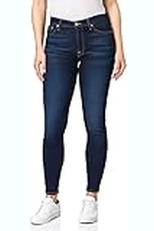 7 for all Mankind Dames Hw Skinny Crop Rinsed Blue Jeans