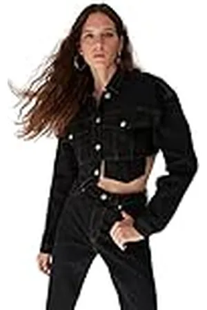 Trendyol Dames Shirt Kraag Plain Crop Jacket Jas, , M, , M