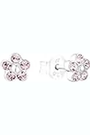 Amor Oorbellen 925 Sterling Zilveren Meisjes Kinderoorbellen, Met Kristalglas, 0,5 cm, Zilver, Bloem, Wordt Geleverd In Sieraden Geschenkverpakking, 2036520