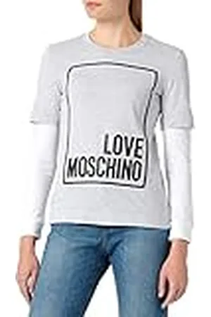 Moschino T-shirt voor dames, regular fit, lange mouwen, met logo, boxdesign, , 48