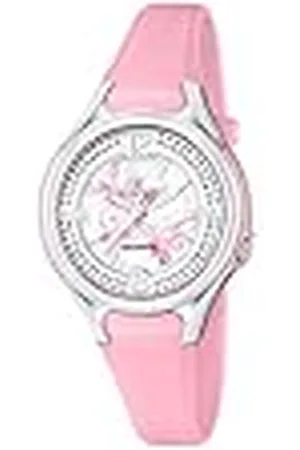 Calypso K5575/2 Quartz horloge met zilveren wijzerplaat analoge display en roze plastic band