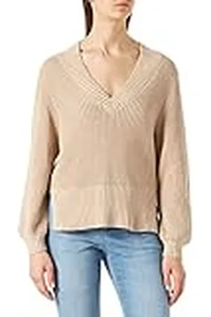 Peppercorn Destina Pullover met V-hals Curve | Beige Truien Voor Dames UK | Lente Dames Truien | Maat 20