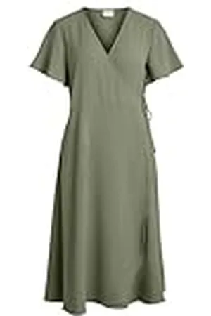 VILA VILOVIE S/S WRAP MIDI-jurk - NOOS, , 36
