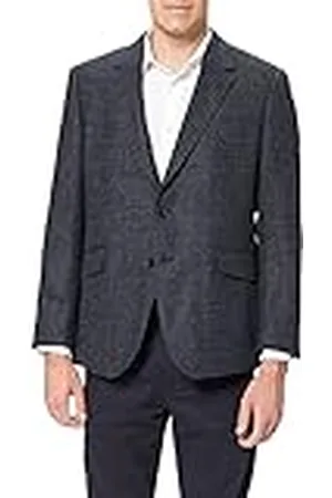 Hackett Heren SHETLAND GCHK Zipout Jacket, 5CYNAVY/Grijs, 34