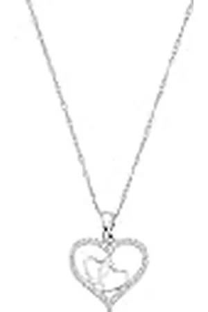 Amor Collier Met Hanger 925 Sterling Zilveren Dames Collier, Met Cubic Zirkonia Synth., 42 cm, , Hart, Wordt Geleverd In Sieraden Geschenkverpakking, 9188345