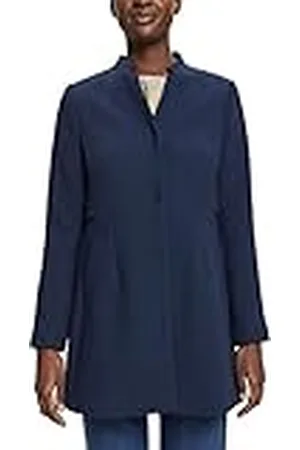 ESPRIT Getailleerde mantel met omgekeerde reverskraag, Donkerblauw, M