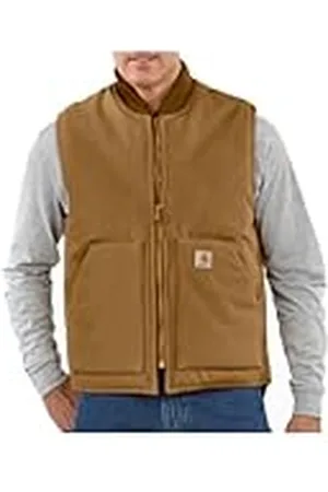 Carhartt Mouwloos jack van hard zwaar canvas met geribbelde kraag, vest voor heren, Bruin ( Brown), XL