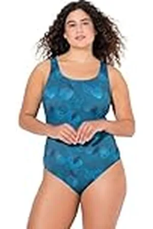 Ulla Popken Dames grote maten grote maten plus size badpak Alice, Softline, bladvuurwerk, , 58-60