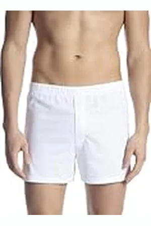 Calida Cotton Code Jersey-boxershorts met gulp voor heren, met stof beklede elastische tailleband, wit, 56