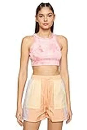 Koton Dames Crop Sport Tanktop Tie-Dye Looking Halter Neck Cotton Shirt, , L