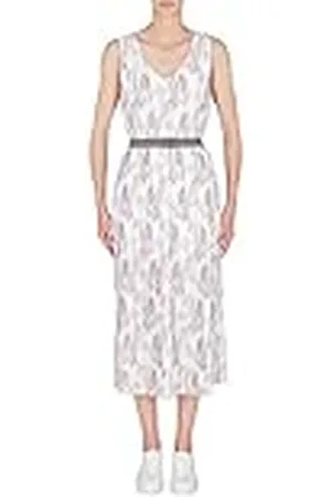 Armani Exchange Dames Plisse, Classic Fit Dress, Opt. White Secret Garden, Medium, , M