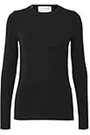 SELECTED Dames Top Slim Fit Ronde Hals Basic Comfort Stijlvolle, Colour:Black, Size:XS