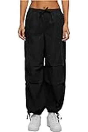 Urban classics Damesbroek Ladies Cotton Cargo Parashute Pants Black 5XL, , 5XL