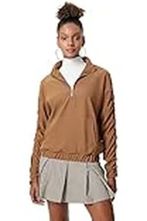 Koton Dames Half Zipper Kangaroo Pocket Shirred High Neck Sweatshirt, , XL