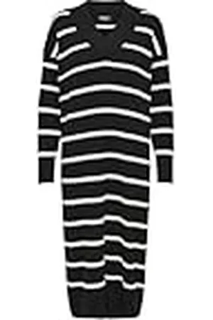 ONLY Dames Onlnew Tessa L/S Midi V Dress KNT Noos gebreide jurk, zwart/strepen: w. Pumice Stone, XXS