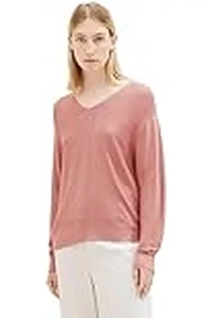 TOM TAILOR Basic gebreide trui met V-hals voor dames, , 3XL