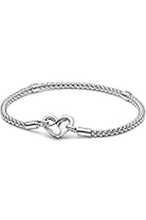 PANDORA Armband mit Infinity Herzverschluss aus Sterlingsilber in der Farbe Silber, Kompatibel mit Moments Armbänder, Länge: 19cm, 592453C00-19