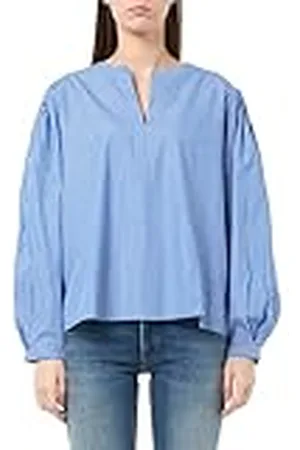 Tommy Hilfiger Dames ESS POPLIN V-hals LS Blouse WW0WW44059 L/S Blouses, blauw, 38, , 64